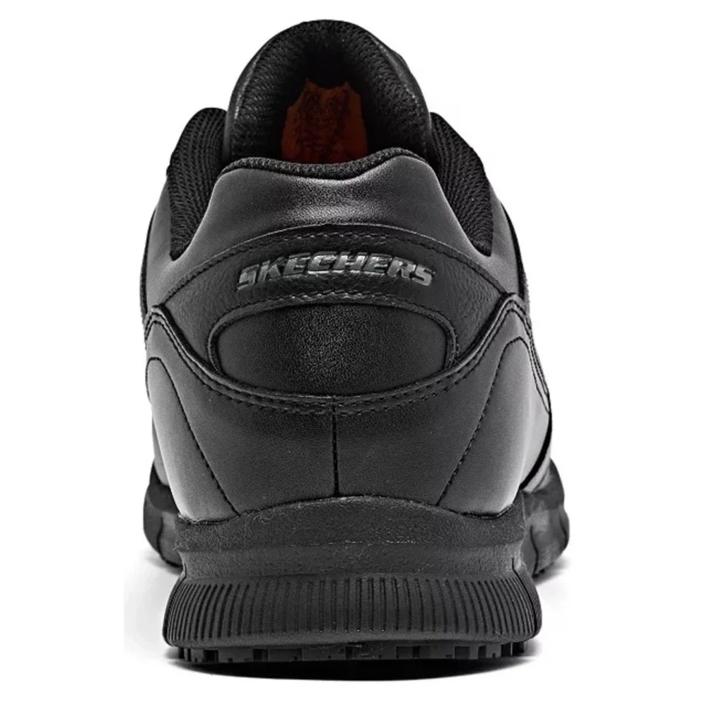 New Skechers Work 77156 Memory Foam Slip Resistant Black Lace Shoes Size 13 Wide